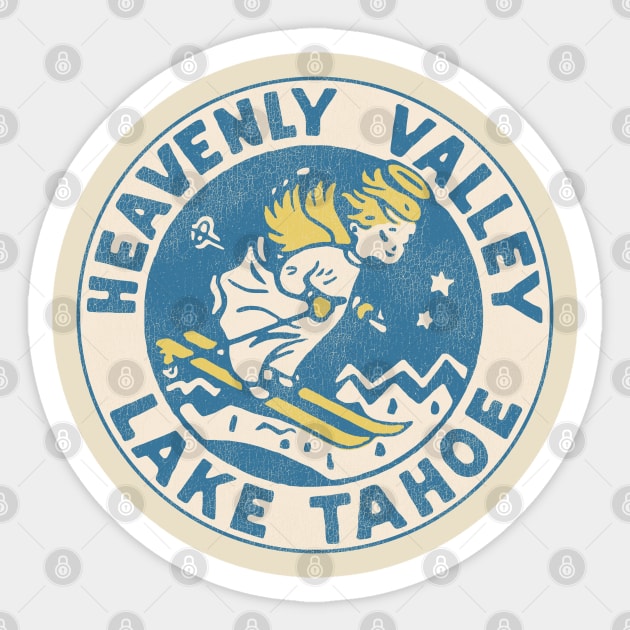 Heavenly Valley Lake Tahoe Vintage Tourist Souvenir Sticker by darklordpug